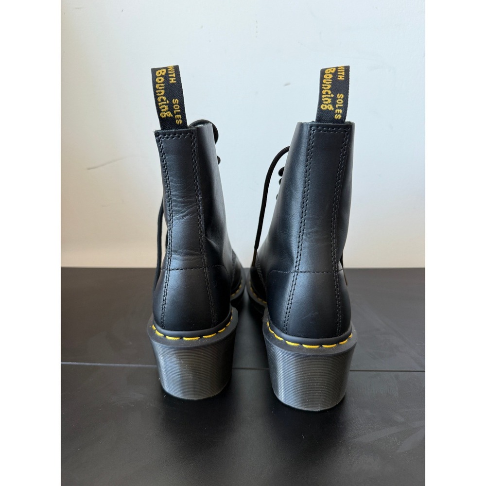 Dr. Martens Clemency Black Leather 8-Eye Lace Up Block Heel Boots US9 EU41 - Picture 7 of 13